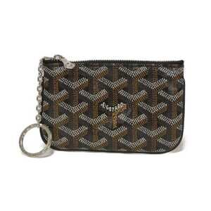 Goyard Senna Nano Coin Case with Key Ring, Herringbone Pattern, Black, Men's